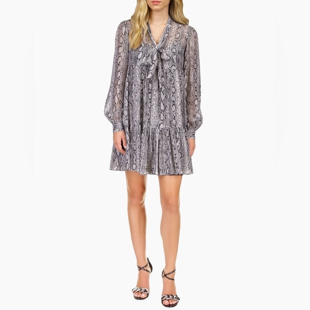 Michael Kors Adder Chiffon Snakeskin Dress